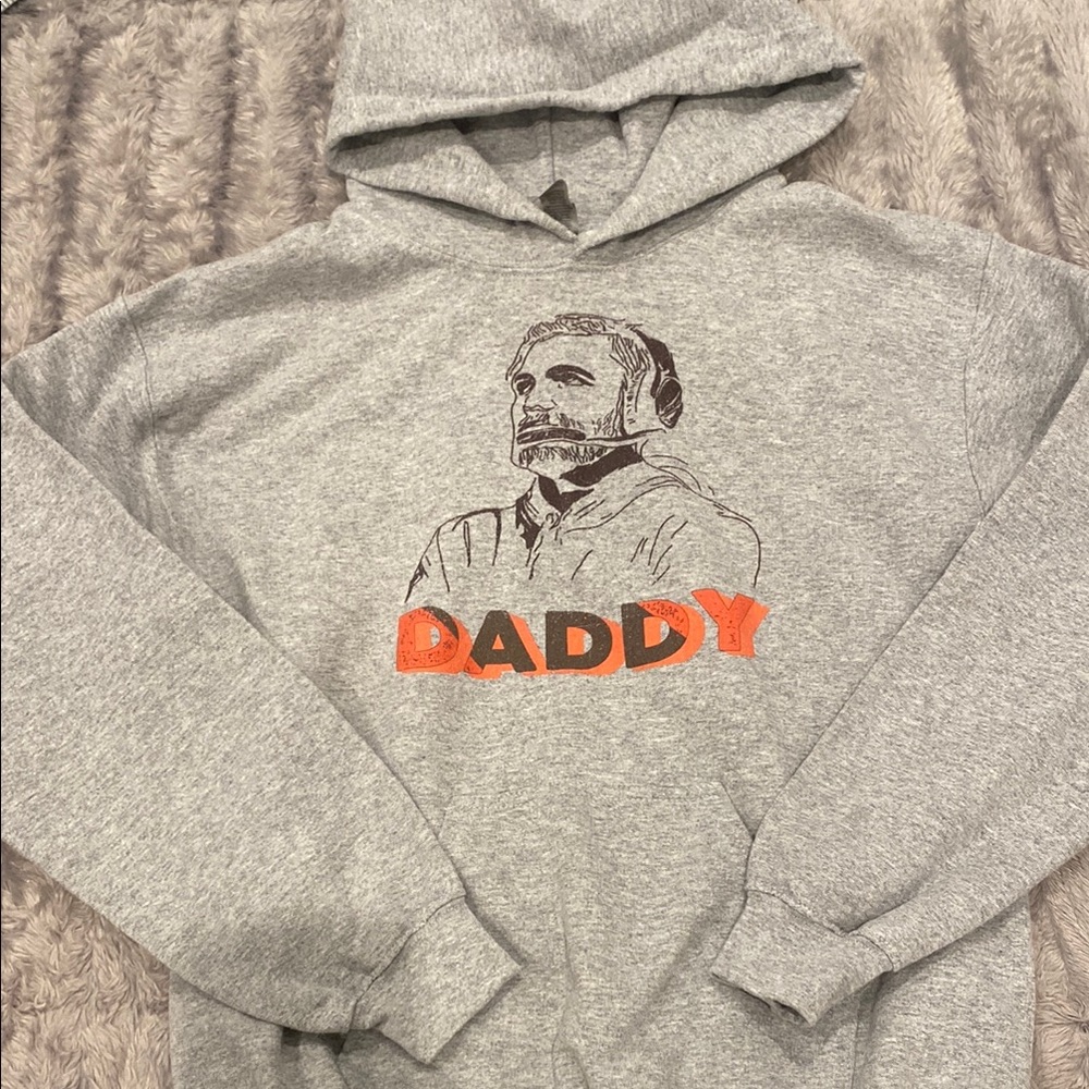 NEW Kevin Stefanski Gildan Gray and Orange Hoodie